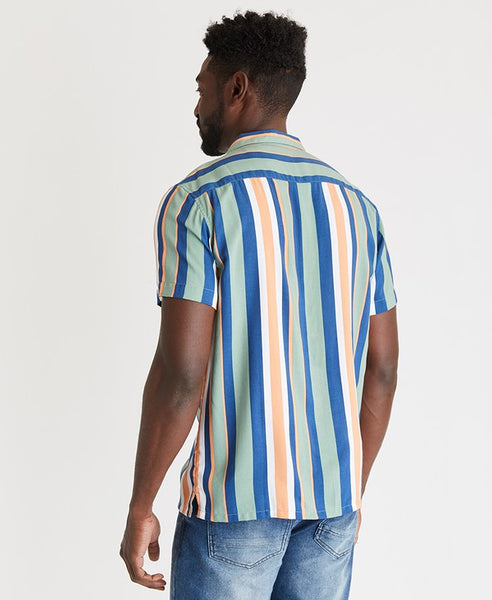 Multi-Color Striped Rayon Shirt