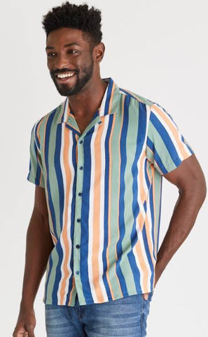 Multi-Color Striped Rayon Shirt
