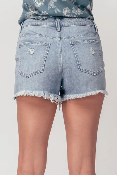 Destroyed Button-Fly Shorts